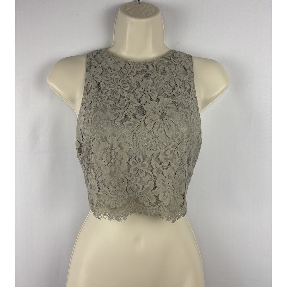 Show Me Your Mumu Taupe Lace Crop Top | Small | Boho Festival Bridal Top